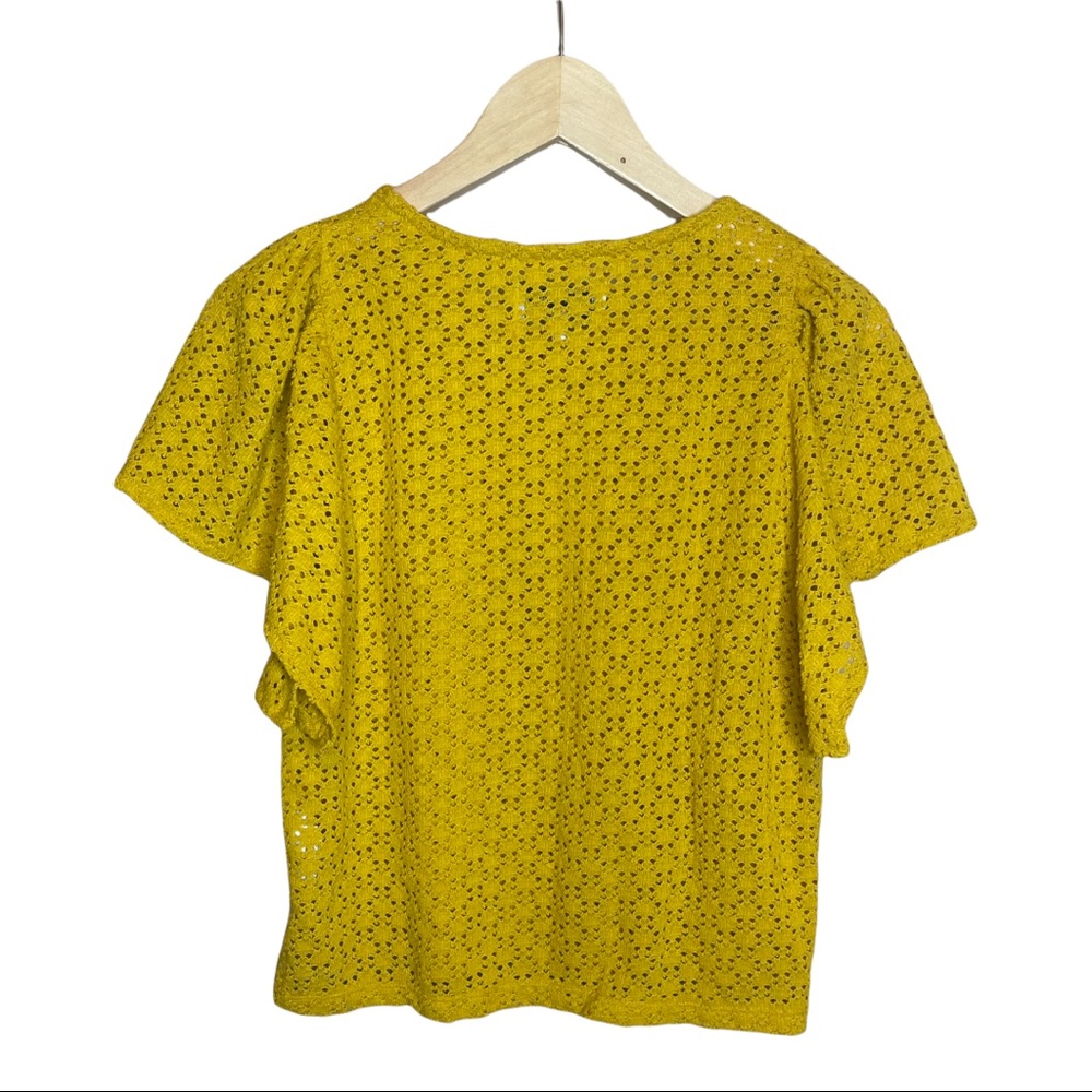 Madewell Texture & Thread Eyelet Flutter Top Yell… - image 4